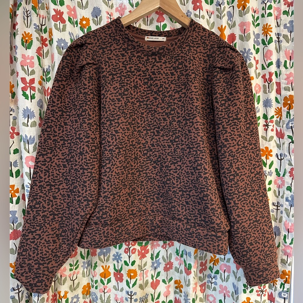 Marine Layer Enya Puff Animal Print Sweater size S